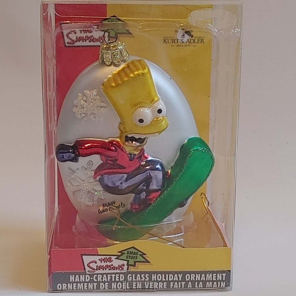 RETRO Kurt Adler The Simpsons Bart on Skateboard Hand Crafted Glass Holiday BNIP